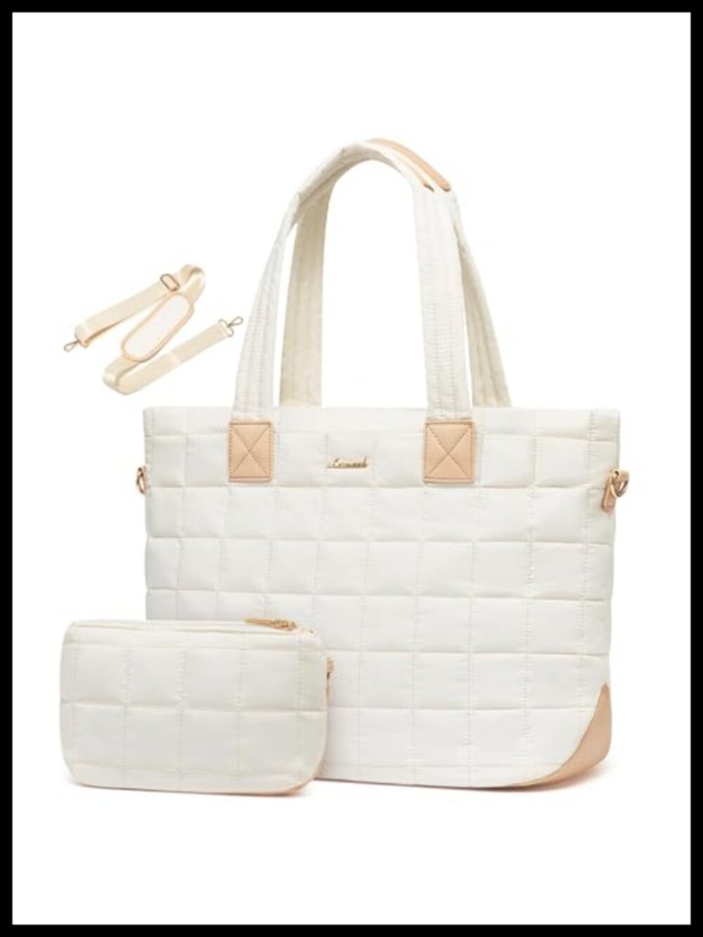 LOVEVOOK Laptop Tote Bag for Women 15.6 Inch Large Puffer Nylon Work Computer